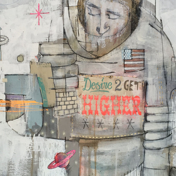 Word To Mother "Desire To Get Higher" Mixed Media Vertical Gallery 
