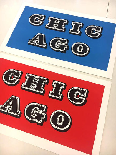 Screen Print - Ben Eine "Chicago Set (Red + Blue)"