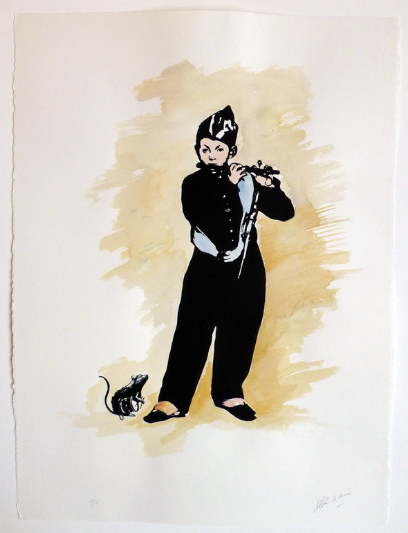 Screen Print - Blek Le Rat "Special Edition Hand-finished The Piedpiper 2" Framed