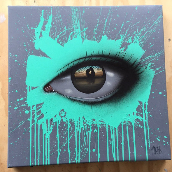 My Dog Sighs "That moment. That light. That kiss." Spray paint and acrylic on canvas Vertical Gallery 