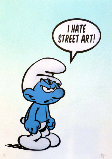 Spray Paint And Acrylic On Paper - FAKE "I Hate Street Art" Light Blue