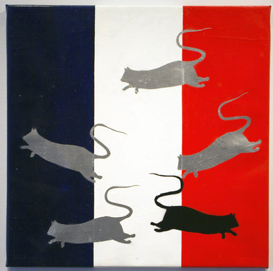 Spray Paint On Canvas - Blek Le Rat "French Rats 1"
