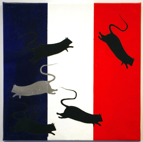 Spray Paint On Canvas - Blek Le Rat "French Rats 2"