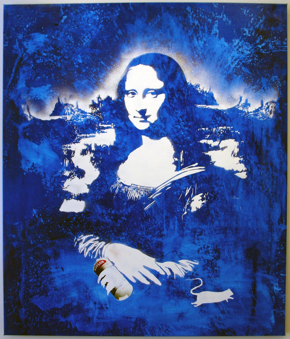 Spray Paint On Canvas - Blek Le Rat "Mona Lisa"