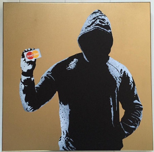 FAKE "StreetCred" (Gold Canvas) Spray paint on canvas Vertical Gallery 