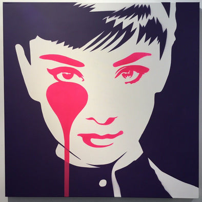 Spray Paint On Canvas - Pure Evil "Adore Audrey - Purple And Flouro Pink"