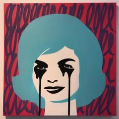 Spray Paint On Canvas - Pure Evil "JFK's Nightmare - Jackie Kennedy Blue Hair"