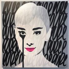 Spray Paint On Canvas - Pure Evil "Mel Ferrer's Nightmare - Audrey Hepburn Black Tags"