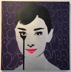 Spray Paint On Canvas - Pure Evil "Mel Ferrer's Nightmare - Audrey Hepburn Silver Bubble"