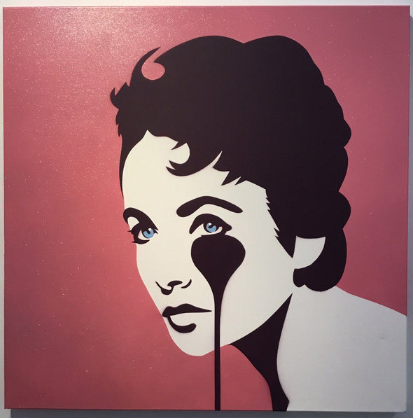 Spray Paint On Canvas - Pure Evil "Mike Todd's Nightmare - Liz Taylor Pink Glitter"