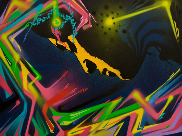 Stinkfish "Diamond Fire Tail Snake" Spray paint on canvas Vertical Gallery 