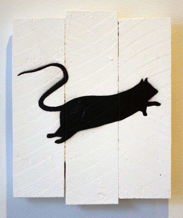 Spray Paint On Wood - Blek Le Rat "Rat 10"