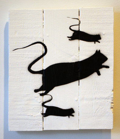 Spray Paint On Wood - Blek Le Rat "Rat 2"