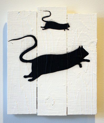 Spray Paint On Wood - Blek Le Rat "Rat 4"