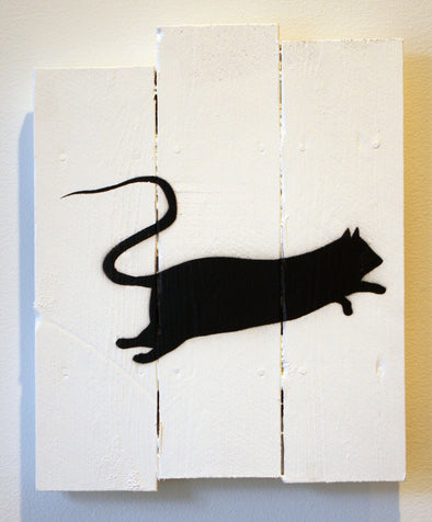 Spray Paint On Wood - Blek Le Rat "Rat 5"