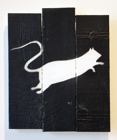 Spray Paint On Wood - Blek Le Rat "Rat A/P 1"