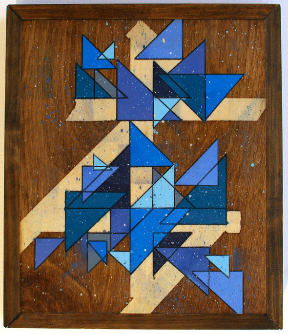 Sean McMahon "The Bluebirds of Unhappiness" Spray paint on wood panel -------- 