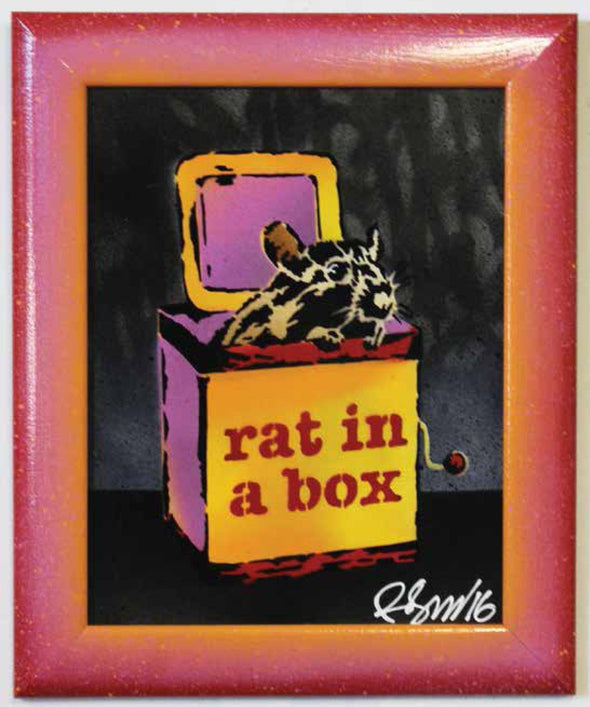 Spray Paint On Wood - Rene Gagnon "Rat In A Box"