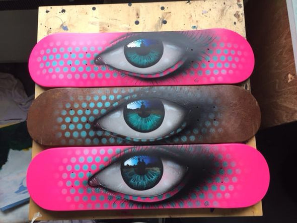 Spraypaint On Skateboard Deck - My Dog Sighs "The Raw And The Cooked 1"