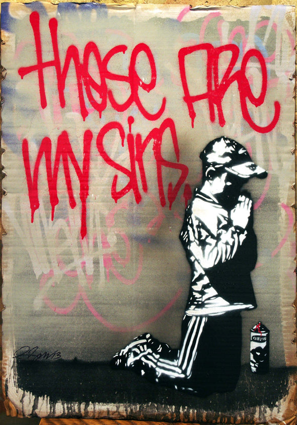 Rene Gagnon "These Are My Sins" Stencil on Cardboard -------- 