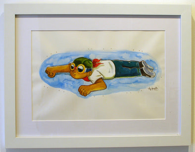 Hebru Brantley "A little further and I'm there" Watercolor on paper Vertical Gallery 