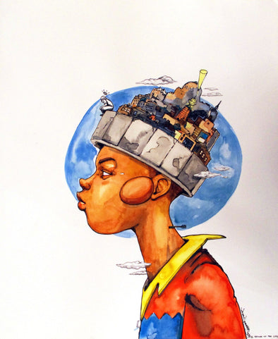 Hebru Brantley "Crown of the city" Watercolor on paper -------- 