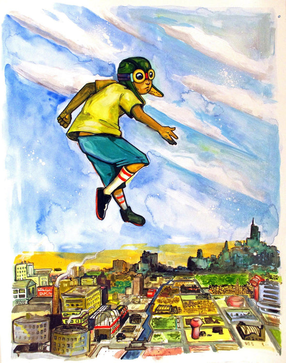 Hebru Brantley "The last escape" Watercolor on paper -------- 