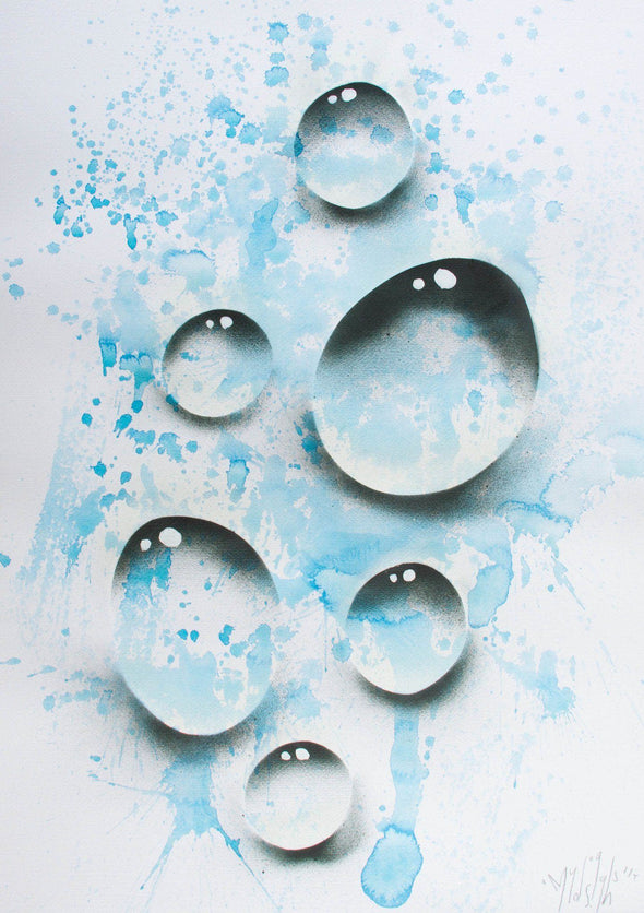 My Dog Sighs "Wet paint (six droplets)" Watercolor on paper -------- 